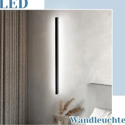 NETTLIFE Ensemble de 2 appliques muralesd'intérieur noir 100 CM éclairage mural moderne couloir 32 W