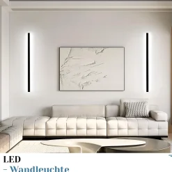 NETTLIFE Ensemble de 2 appliques muralesd'intérieur noir 100 CM éclairage mural moderne couloir 32 W
