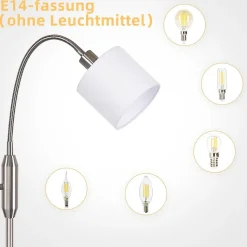 NETTLIFE Lampadaire 1 flamme Salon Liseuse - E14 Vintage Rotation Abat-jour Boho Industriel Lampe sur pied Couloir Chambre