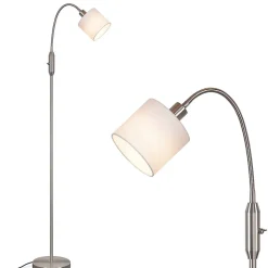 NETTLIFE Lampadaire 1 flamme Salon Liseuse - E14 Vintage Rotation Abat-jour Boho Industriel Lampe sur pied Couloir Chambre