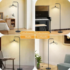 Nettlife Lampadaire Arc Vintage Noir - Lampe sur Pied Métal E27 Industriel Interrupteur à Pied, pour Salon Bureau (Sans Ampoule)