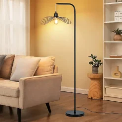 Nettlife Lampadaire Arc Vintage Noir - Lampe sur Pied Métal E27 Industriel Interrupteur à Pied, pour Salon Bureau (Sans Ampoule)