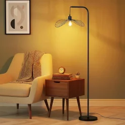 Nettlife Lampadaire Arc Vintage Noir - Lampe sur Pied Métal E27 Industriel Interrupteur à Pied, pour Salon Bureau (Sans Ampoule)