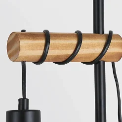 NETTLIFE Lampadaire de salon en bois Lampe de sol vintage : Lampe de salon noire Lampadaire sur pied E27 146 cm (sans ampoule)