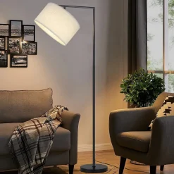 NETTLIFE Lampadaire E27 lampe sur Pied interrupteur pied 166cm abat-jour tissu design max. 40W - sans ampoule