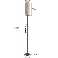 NETTLIFE Lampadaire LED à Intensité Variable Rétro Abat-jour En Tissu Pour Salon Avec Interrupteur à Tirette