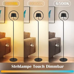 NETTLIFE lampadaire LED dimmable 120cm pour salon. Solaire extérieur avec batterie rechargeable USB-C. Sans fil, hauteur réglable.