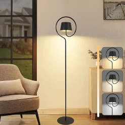 NETTLIFE lampadaire LED dimmable 120cm pour salon. Solaire extérieur avec batterie rechargeable USB-C. Sans fil, hauteur réglable.