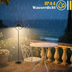NETTLIFE lampadaire LED dimmable 120cm pour salon. Solaire extérieur avec batterie rechargeable USB-C. Sans fil, hauteur réglable.