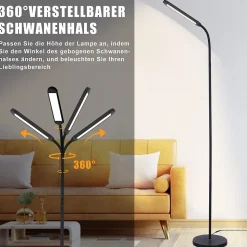 NETTLIFE Lampadaire LED Salon Dimmable Noir Lampadaire 11w 360 Flexible Canapé