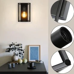 NETTLIFE Lampadaire LED salon 10W, noir, touch control, col de cygne