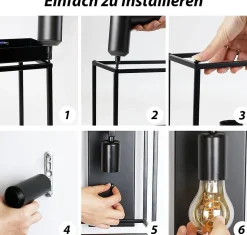 NETTLIFE Lampadaire LED salon 10W, noir, touch control, col de cygne