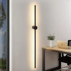 NETTLIFE Lampadaire LED salon 9W, noir, touch control, minuterie