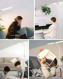 NETTLIFE Lampadaire LED Salon dimmable- 158CM Moderne réglables Lampadaire tactile 9W avec minuterie & fonction mémoire