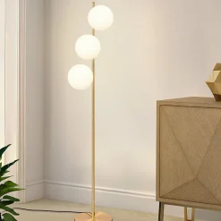 NETTLIFE Lampadaire salon moderne, tissu gris or, E27, 156cm