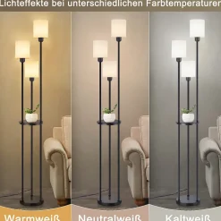 NETTLIFE Lampadaire salon E27 vintage 3 lampes abat-jour tissu interrupteur au pied