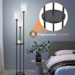 NETTLIFE Lampadaire salon E27 vintage 3 lampes abat-jour tissu interrupteur au pied