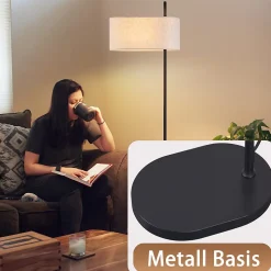 NETTLIFE Lampadaire salon lampadaire vintage 154cm noir E27 lampadaires avec interrupteur au pied