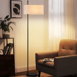 NETTLIFE Lampadaire salon lampadaire vintage 154cm noir E27 lampadaires avec interrupteur au pied