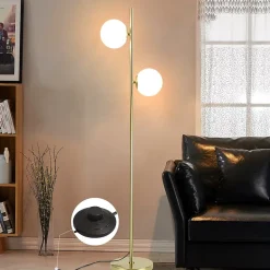 NETTLIFE Lampadaire Salon Moderne - Gold Design Lampadaire E27 Douille Lampe de sol avec interrupteur à pied -166cm