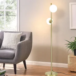 NETTLIFE Lampadaire Salon Moderne - Gold Design Lampadaire E27 Douille Lampe de sol avec interrupteur à pied -166cm
