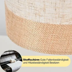 Nettlife Lampadaire Vintage Salon - Lampe sur Pied Tissu Blanc E27 Interrupteur à Pied, Rustique Rétro pour Chambre (Sans Ampoule)