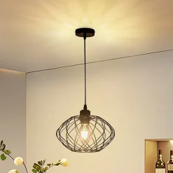 NETTLIFE Lampe à suspension Lampe à suspension noire industrielle - Lampe à suspension Métal Vintage E27 Lampe à suspension Rétro