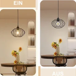 NETTLIFE Lampe à suspension Lampe à suspension noire industrielle - Lampe à suspension Métal Vintage E27 Lampe à suspension Rétro