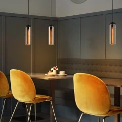 NETTLIFE Lampe à Suspension Pour Table à Manger En Verre Noir Mat Rétro 1 Flamme E27