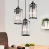 NETTLIFE Lampe à Suspension Pour Table à Manger En Cristal Noir Moderne 3 Flammes E27