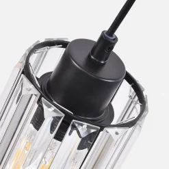 NETTLIFE Lampe à Suspension Pour Table à Manger En Cristal Noir Moderne 1 Flamme E27