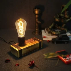 Nettlife Lampe de chevet vintage E27, modèle industriel 20cm, prise intégrée, sans ampoule