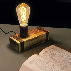 Nettlife Lampe de chevet vintage E27, modèle industriel 20cm, prise intégrée, sans ampoule