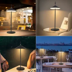 Nettlife lampe de chevet sans fil, lot de 2, tactile, led noire, dimmable, 1800 mha, rechargeable par usb, led ip44