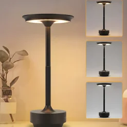 Nettlife lampe de chevet sans fil à led, rechargeable par usb, tactile, à intensité variable, noire