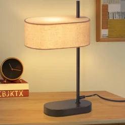 Nettlife lampe de chevet chambre vintage 44,5cm e14 abat-jour en tissu lin noir avec interrupteur, sans ampoule