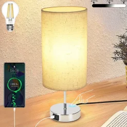 NETTLIFE lampe de chevet tactile dimmable avec fonction de charge lampe de table moderne avec USB E27