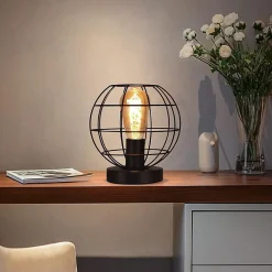 Nettlife Lampe de chevet vintage noir E27, métal industriel, max. 40W, sans ampoule