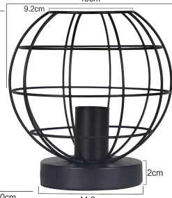 Nettlife Lampe de chevet vintage noir E27, métal industriel, max. 40W, sans ampoule