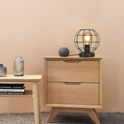 Nettlife Lampe de chevet vintage noir E27, métal industriel, max. 40W, sans ampoule