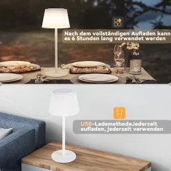 Nettlife lampe de chevet sans fil à led, tactile, à intensité variable, rechargeable par usb, blanche, 3 600 mah.