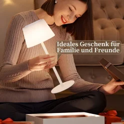 Nettlife lampe de chevet sans fil à led, tactile, à intensité variable, rechargeable par usb, blanche, 3 600 mah.