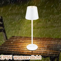 Nettlife Lampe de chevet sans fil, LED 2600mAh, lampe de table extérieur rechargeable, tactile, blanche, avec prise USB