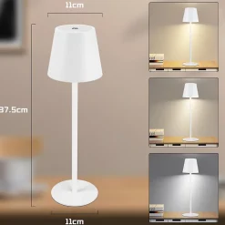 Nettlife Lampe de chevet sans fil, LED 2600mAh, lampe de table extérieur rechargeable, tactile, blanche, avec prise USB