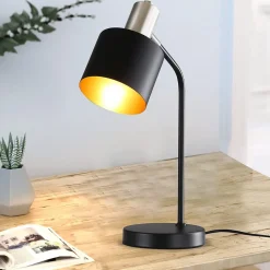 NETTLIFE Lampe de Chevet Vintage Câble E27 Noir Or Lampe de Bureau Lampe de Lecture Pivotante