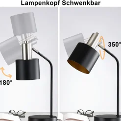 NETTLIFE Lampe de Chevet Vintage Câble E27 Noir Or Lampe de Bureau Lampe de Lecture Pivotante