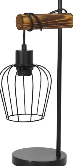 Nettlife Lampe de chevet vintage 1 flamme, métal et bois, E27, interrupteur inclus, sans ampoule