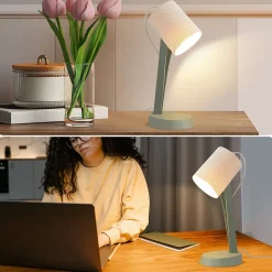 NETTLIFE Lampe de chevet lampe de table de salon avec câble lot de 2 petites lampes 37,4 cm vert E14 lampes de table modernes