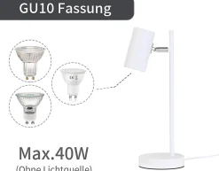 NETTLIFE lampe de chevet chambre lampe de table blanc pivotant 350 GU10 métal bureau