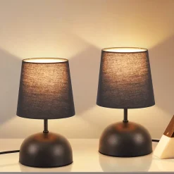 NETTLIFE Lampe de chevet avec câble lampe de table en tissu noir lit de chambre moderne avec câble, sans ampoule